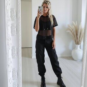 Love & Legend Black Mesh Hoodie Top